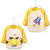 食事エプロン　食事用　スタイ　ベビー　ビブ　改良型背中ひも付け　ポケット付き 2枚セット (08)