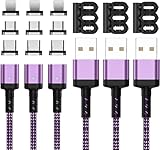 SUNTAIHO マグネット充電ケーブル USB Type-c マグネットケーブル【0.5M+1.2M+2M/3本セット】3A急速充電&データ通信 磁石 磁気 防塵 着脱式 For AndroidのMicro USB & USB Type-C コネクタとFor i0SのLコネクタ 端子 一本三役 Cable LEDインジケーター付き - SYCX-001