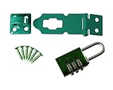 ストロング掛金＋南京錠セット　エメラルドグリーン　６０×２３