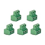 Fielect 端子台 ターミナルブロック ネジ端子ブロック スクリュー端子台 5個入り 300V 8A グリーン ターミナルブロック コネクター PCB端子台 PCBターミナル PCBコネクタ ピン距離3.5mm PCBマウント