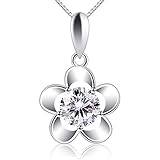 BCatcher女性ネックレスイタリアグシルバー925チェーンキュービックジルコニアシルバーアクセサリーハナペンダント母の日母へのギフト誕生日記念日プレゼント可愛いアクセサリ 