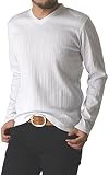 (リミテッドセレクト) LIMITED SELECT テレコ ワッフル カットソー Vネック 長袖Tシャツ メンズ ロングTシャツ 11B0247 M A-ホワイト(テレコ)