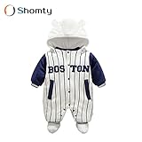 Shomty 厚手タイプ キッズ服 ユニフォーム ロンパース あったか モコモコ (66cm, BOSTON)