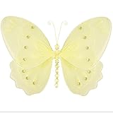 Hangingバタフライ10 " Mediumイエローグリッターメッシュナイロン蝶デコレーション装飾赤ちゃん保育園寝室女の子部屋天井壁装飾誕生日パーティーベビーシャワーホーム子供Childrens 3