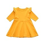 (プタス)Putars ベビー服 子供服 ワンピース 女の子 黄色い フリル シンプル イエロー 可愛い 記念日 プレゼント 12ヶ月-4歳