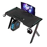 ゲーミングデスク pc デスク- 幅 120cm×奥行60cm x 高さ73cm LEDライト パソコンデスク- 傷,汚れ,水分,熱に強い天