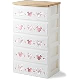 [ベルメゾン] チェスト　ミッキーマウス　（本体）ホワイト×（柄）ピンク　タイプ:５段