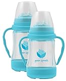 green sprouts Glass Sip 'n Straw Cup,4 ounce,2 Pack: Light Aqua by green sprouts