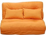 日本製 ミディアムワッフル ソファーベッド クッション2個付 『ソルム』 オレンジ