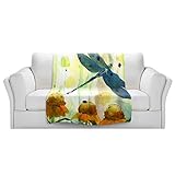 ブランケットウルトラソフトFuzzy 4サイズ！DIANOCHEデザインからby Dawn Derman Dragonfly in WildflowersホームDecor Unique Designe