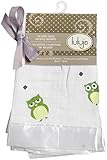 lulujo Baby Muslin Cotton Security Blankets, Owl Always Love You/Green, 2 Count, 16" x 16" by lulujo