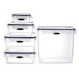 セットof 5 – Airtightプラスチックストレージキャニスターセット、食品セーバーコンテナW / leak-proof蓋