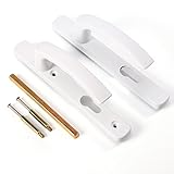 取替・補修用 ドアのハンドルレバーセット 扉の取っ手 鍵穴付き ホワイト インストール部品付属