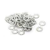 uxcell ロックワッシャー 4mm内径 炭素鋼 亜鉛メッキ 外部鋸歯状 50個入り