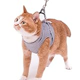 ぽぽねこ 猫に優しいベスト型ハーネス・リード付き ダンガリー (S, ブルー)