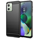 FINON for MOTO G64y 5G 用 ケース MOTO G64 5G 用 ケース カバー スマホケース カーボン デザイン 指紋防止 薄型 軽量 耐衝撃 簡易脱着 ソフトケース (ブラック)