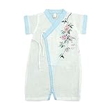 [白]かわいい中国のチョンサムベビーボディースーツ夏のコットンガーゼベビーロンパー ベビー ロンパース 赤ちゃん ボディ スーツ