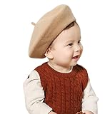 （UN ANANAS） 可愛いベビー 子供 ウール ベレー帽 赤ちゃん キッズ ハット ドームキャップ つぼみ帽子 ウール帽 （ベージュ）