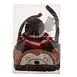 【ノーブランド品】冬　暖かい　子供　モンキー柄　赤ちゃん　耳あて　ボンボン　ニット　ビーニー　キャップ　帽子　ユニーク　全2色 - コーヒー