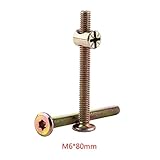 m6家具ボルト40 mm / 60 mm / 80 mm / 90 mm / 100 mm亜鉛メッキカーボンスチール家具コネクタボルトwithバレルナットDowelナットファスナー10個パックセット 
