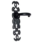 Adonai Hardware Akim Black Iron Door Handle with Plate