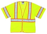 MCR Safety WCCL3LL Class 3 Polyester Mesh Safety Vest with 3M Scotchlite 3-Inch Orange/Silver Reflec