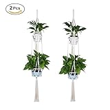 2個入り 植物ネットホルダー ダブルラック コットンロープ フラワーポット ハンギングバスケット 植物ボルダー ハンギングプランター 手作り 多肉植物 観葉植物 麻縄 屋内 屋外用