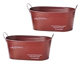 ナチュラルブリキポット オーバルＭ レッド 290×155×125Hmm 3197-B-RD 2個セット