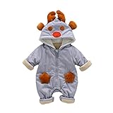 nijuh カバーオール トナカイ クリスマス ベビー 防寒 着ぐるみ ジップアップ フード (66)