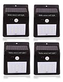 VASLON センサーライト 20LED 人感ソーラーライト ライト 省エネ 太陽光発電 照明 防犯 エコ 4個 ブラック