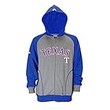 MLB Texas RangersメンズCVCヘザー起毛フリースフード、XL、チャコール