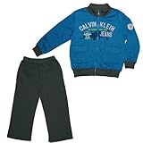カルバンクライン(Calvin Klein)男の子スチールブルーロゴプリントジップアップジャケット&グレースウェットパンツ上下2点セット 4T 4歳用 110cm ギフトプレゼント,[並行輸入品]