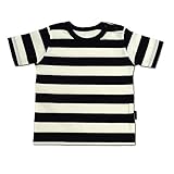 Anna Nicola(アンナニコラ) 太ボーダー半袖Tシャツ 日本製　クロ×オフ 90cm