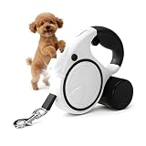 犬 リード 伸縮リード 5m LEDライト付き 自動巻き取り 荷重80kg 一時停止 巻きつき防止 丈夫 耐久 強いナイロンテープ 小型犬 中型犬 大型犬対応 お出かけ 散歩 訓練用 (ブラック)