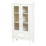 収納家具 エレガント な 彫刻 と ねこ脚 が ポイント おしゃれ な 収納棚 VIOLETTA ガラスキャビネット ホワイト
