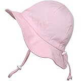 幼児用 50+ UPF 日光予防帽子 Sun hat、 サイズの調整可能、チン・ストラップ付き( M: 6-36ヶ月, ピンク )