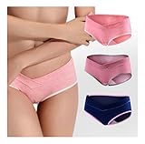 DEZAR マタニティ ショーツ ３枚セット 産前 産後 妊婦用 下着 ローライズ パンツ ３枚組 (ピンク、 ピンクパープル、 ネイビー)