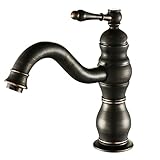 オイル擦れブロンズヨーロッパのレトロスタイルのデッキマウントシングルハンドル滝のバスルームシンクの蛇口トイレミキサータップ