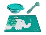 Marcus & Marcus OLLIE THE ELEPHANT Silicone Placemat, Collapsible Bowl (260 ml) and Feeding Spoon Co