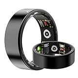 JUSUTEK 2024 新登場 綺麗 抗菌ステンレス鋼スマートリング指輪,活動追跡リング フィットネススマートリングファッション、数値安定センサ機能管理，3.6~4.5g ，多機能運動，Bluetooth5.0，万歩計，リモコン撮影，IP68防水，カロリー，長時間使用可能，男女兼用，iphone&コンパチブル対応,贈り物,日本語説明書付き (11号(内径：20.6MM), 黒)