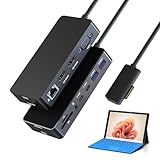 Surface Pro 9/10/11 ハブ 4K HDMI、USB-C Thunderbolt 4 (8K@30Hz ディスプレイ+40Gデータ+100W充電)、100M LAN、2xUSB3.0、SD TFカードスロット, 3.5 mmオーディオ, トリプルディスプレイ(Surface Pro 9+HDMI+USB C) サーフェス Pro 11/10/9ドッキングステーション