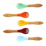 Newly Redesigned Avanchy Baby Toddler Bamboo Training Forks. Bpa Free Silicone. A Great Baby Gift Se