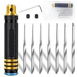 スジボリ タガネ 7本セット プラモデル対応スジボリ ガンプラ ミニ四駆 フィギュア プラモデル モールド パネルライン スジ彫り 筋彫り 模型 工具 0.1mm 0.2mm 0.4mm 0.6mm 0.8mm 1.0mm 2.0mm ドガンダム部品目盛精密推刀モデル彫刻工具セット収納ケース付き (ブラック) [並行輸入品]