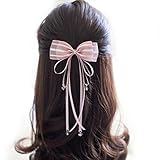 ヘアアクセサリー 髪飾り ヘアクリップ 蝶結びヘアバンド 人気リボン 髪留め 女性 子供 結婚式 パーティー 花火大会 ドレス 贈り物 母の日プレゼント (ピンク)