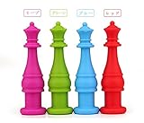 幸せな 4個 歯がため シリコン鉛筆トッパー ペンシルトップ 鉛筆キャップ 食品グレード おしゃぶりチュア 子供の鉛筆スイートシリコーンスリーブの赤ちゃん臼歯のおもちゃ 将棋 かわいい 鮮やかな色彩 子供のいらだつ・不安・ストレス解消 無毒性 安全