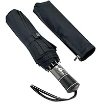 2重構造折り畳み傘 自動開閉折りたたみ傘 10本骨 118cm 210T高級のファブリック Teflon撥水加工 梅雨対策 高強度グラスファイバー 高級革製手元 晴雨兼用 紫外線カット 無地 耐強風 軽量 ジャンプ傘 紳士傘 ビジネス傘 収納ポーチ付き プレゼント