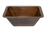 Premier Copper Products BRECDB2 Universal Rectangle Copper Bar Sink with 2-Inch Drain Size, Oil Rubb