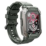 JUSUTEK 2024 アウトドアスマートウォッチ，1.71インチスクリーン，Bluetooth5.0，頑丈金属製時計，50メートル防水スマートブレスレット，smart watch,24種類の運動モード,リモコン写真，SMS/Twitter/WhatsApp/Line/Gmail通知,着信表示,iphone&アンドロイド対応,贈り物，日本語対応，日本語説明書付き (緑色)