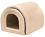 PetStyle 犬 猫 ベッド ドームハウス ペットベッド 冬用 折りたたみ 洗える 猫ハウス 犬ハウス 室内 冬 ふわふわ 暖か おしゃれ ドーム型 ペットハウス Lサイズ 高保温 小型犬 中型犬 寒さ対策 (秋冬/クリーム)