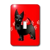 3drose LSP _ 40868 _ 1キュートなブラックScottie漫画犬とPawprints Single切り替えスイッチ